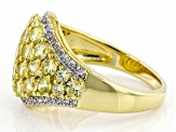 Pre-Owned White And Yellow Cubic Zirconia Rhodium And 18K Yellow Gold Over Sterling Silver Ring 3.87