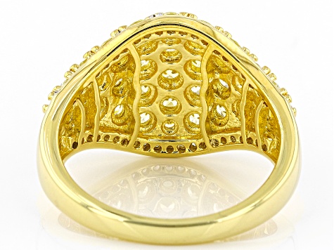 Pre-Owned White And Yellow Cubic Zirconia Rhodium And 18K Yellow Gold Over Sterling Silver Ring 3.87
