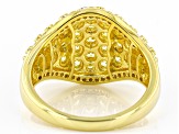 Pre-Owned White And Yellow Cubic Zirconia Rhodium And 18K Yellow Gold Over Sterling Silver Ring 3.87