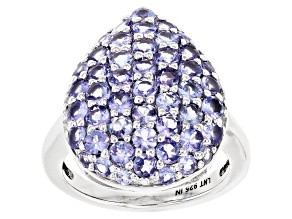 Pre-Owned Blue Tanzanite Rhodium Over Sterling Silver Ring. 2.96ctw