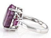 Pre-Owned Red Indian Ruby Rhodium Over Sterling Silver Ring 8.93ctw