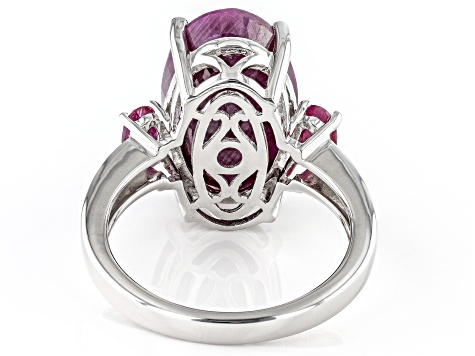 Pre-Owned Red Indian Ruby Rhodium Over Sterling Silver Ring 8.93ctw