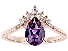 Pre-Owned Purple Lab Created Color Change Sapphire 18k Rose Gold Over Sterling Silver Ring