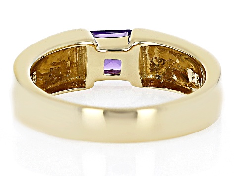Pre-Owned Purple Amethyst & Turquoise 18k Gold Over Silver Ring
