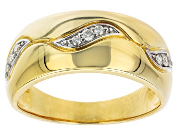 Picture of Pre-Owned Moissanite 14k yellow gold over sterling silver mens ring .21ctw DEW
