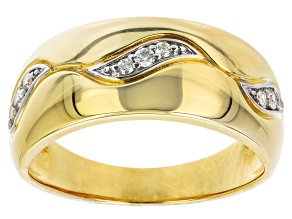 Pre-Owned Moissanite 14k yellow gold over sterling silver mens ring .21ctw DEW