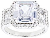 Pre-Owned White Cubic Zirconia Rhodium Over Sterling Silver Asscher Cut Ring 8.68ctw