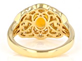 Pre-Owned Oval Mexican Fire Opal 14k Yellow Gold Over Sterling Silver Ring 1.10ctw