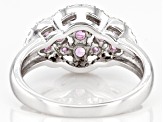 Pre-Owned Pink Ceylon Sapphire & White Diamond Rhodium Over Silver Ring 0.87ctw