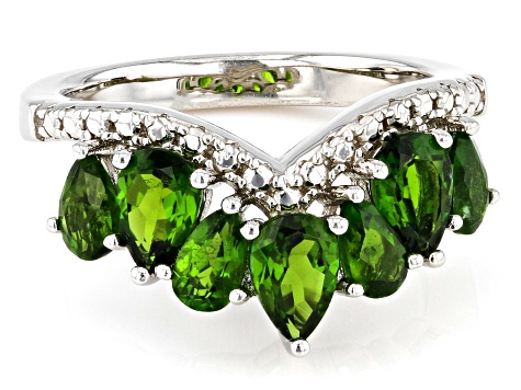 Pre-Owned Chrome Diopside Rhodium Over Sterling Silver Ring 1.92ctw