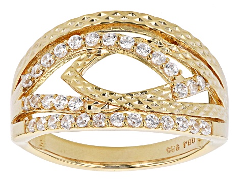 Pre-Owned White Cubic Zirconia 18K Yellow Gold Over Sterling Silver Ring 1.28ctw