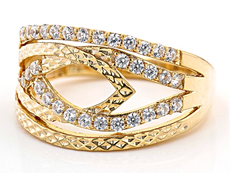 Pre-Owned White Cubic Zirconia 18K Yellow Gold Over Sterling Silver Ring 1.28ctw