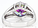 Pre-Owned Multicolor And White Cubic Zirconia Rhodium Over Sterling Silver Ring 6.62ctw