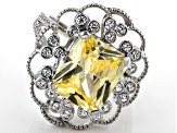 Pre-Owned Canary and White Cubic Zirconia Rhodium Over Sterling Silver Ring 12.68ctw