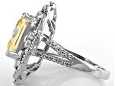 Pre-Owned Canary and White Cubic Zirconia Rhodium Over Sterling Silver Ring 12.68ctw