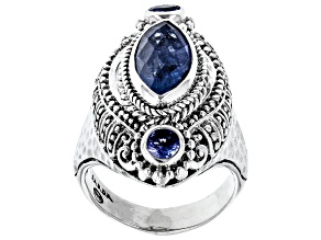 Pre-Owned Blue Tanzanite Sterling Silver Hammered Ring 2.78ctw