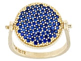 Pre-Owned Blue Crystal 18k Yellow Gold Over Sterling Silver Filigree Ring