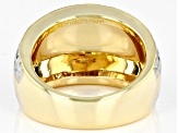 Pre-Owned 10K Yellow Gold and Rhodium Over 10K Yellow Gold 14.2MM Diamond-Cut High Polished Ring