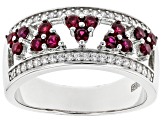Pre-Owned Lab Created Ruby And White Cubic Zirconia Rhodium Over Sterling Silver Ring 0.96ctw