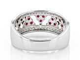 Pre-Owned Lab Created Ruby And White Cubic Zirconia Rhodium Over Sterling Silver Ring 0.96ctw