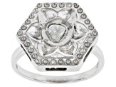 Pre-Owned Foil-Backed Polki Diamond Sterling Silver Ring