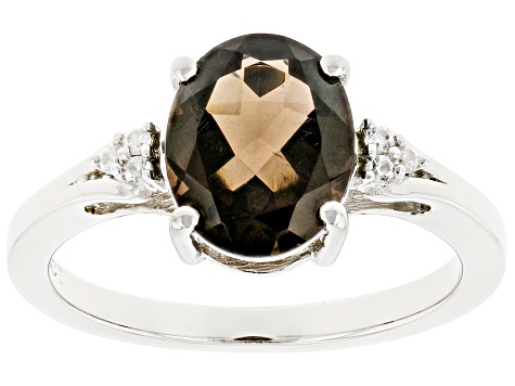 Pre-Owned Brown Smoky Quartz Rhodium Over Sterling Silver Ring 2.00ctw