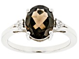 Pre-Owned Brown Smoky Quartz Rhodium Over Sterling Silver Ring 2.00ctw