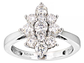 Pre-Owned Moissanite Platineve Cluster Ring 1.14ctw DEW