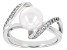 Pre-Owned White Cultured Japanese Akoya & White Zircon Rhodium Over Sterling Silver Ring