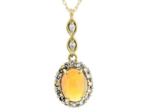 Pre-Owned Honey Ethiopian Opal 14k Yellow Gold Pendant With Chain 0.90ctw