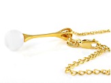 Pre-Owned White Cultured Japanese Akoya Pearl 18k Yellow Gold Over Sterling Silver Pendant With Chai