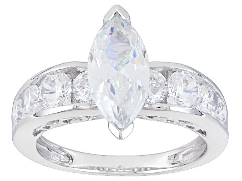 Pre-Owned White Cubic Zirconia Rhodium Over Sterling Silver Ring 3.89ctw