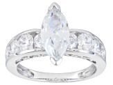 Pre-Owned White Cubic Zirconia Rhodium Over Sterling Silver Ring 3.89ctw