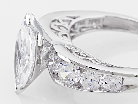 Pre-Owned White Cubic Zirconia Rhodium Over Sterling Silver Ring 3.89ctw
