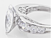 Pre-Owned White Cubic Zirconia Rhodium Over Sterling Silver Ring 3.89ctw