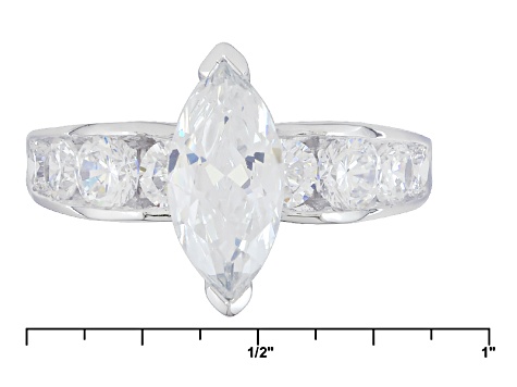 Pre-Owned White Cubic Zirconia Rhodium Over Sterling Silver Ring 3.89ctw