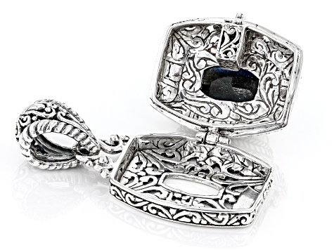 Pre-Owned Blue-Gray Sapphire Silver Pendant 6.49ct