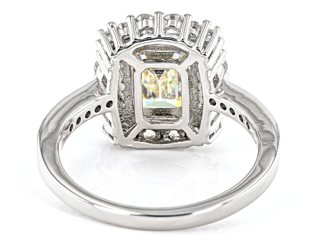 Pre-Owned Strontium Titanate and white zircon rhodium over sterling silver ring 3.95ctw