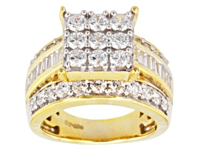Pre-Owned Cubic Zirconia 18k Yellow Gold Over Silver Ring 4.79ctw (2.94ctw DEW)