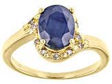 Pre-Owned Blue Sapphire 18K Yellow Gold Over Sterling Silver Ring 2.05ctw