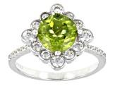 Pre-Owned Green Peridot Rhodium Over Sterling Silver Ring 2.70ctw