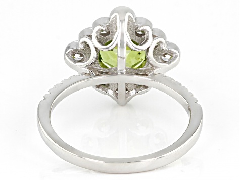 Pre-Owned Green Peridot Rhodium Over Sterling Silver Ring 2.70ctw