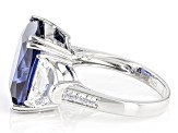 Pre-Owned Blue And White Cubic Zirconia Rhodium Over Sterling Silver Ring 19.09ctw