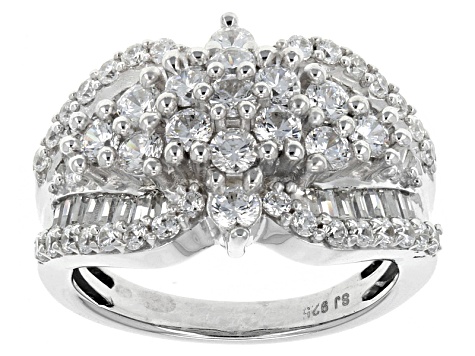 Pre-Owned Cubic Zirconia Rhodium Over Sterling Silver Ring 3.65ctw (2.05ctw DEW)