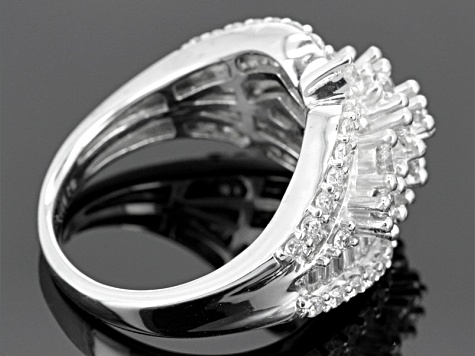 Pre-Owned Cubic Zirconia Rhodium Over Sterling Silver Ring 3.65ctw (2.05ctw DEW)