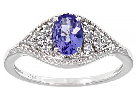Pre-Owned Purple Tanzanite Rhodium Over Sterling Silver Ring 0.94ctw