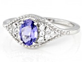 Pre-Owned Purple Tanzanite Rhodium Over Sterling Silver Ring 0.94ctw