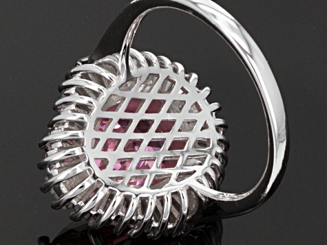 Pre-Owned Pink And White Cubic Zirconia Rhodium Over Sterling Silver Ring 10.30ctw