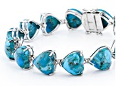 Pre-Owned Blue Turquoise Rhodium Over Sterling Silver Bracelet 12mm