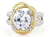 Pre-Owned White Cubic Zirconia Platineve(R) And 18k Yellow Gold Over Sterling Silver Holiday Ring 9.